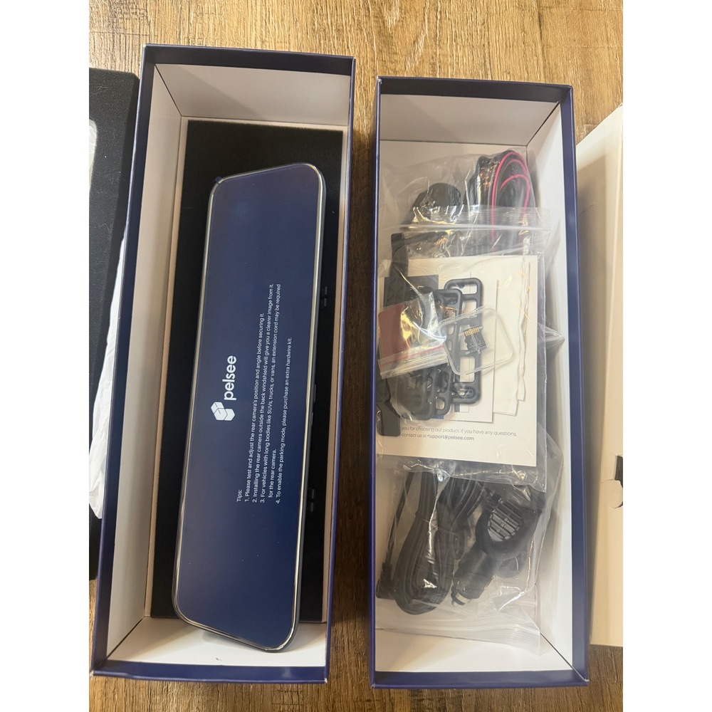 Pelsee P12 Pro Mirror Dash Cam Front and Rear Camera System Touchscreen Black